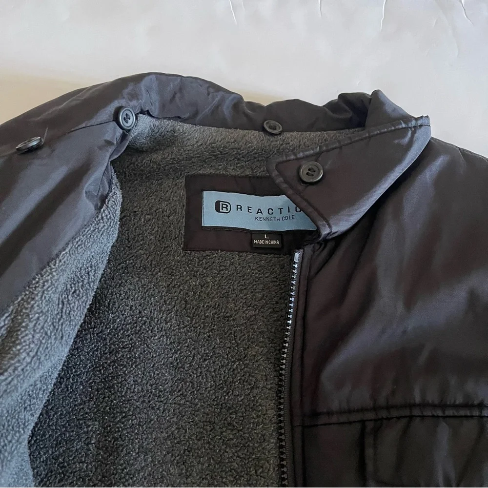 Kenneth Cole Reaction Black Collared Puffer Jacket